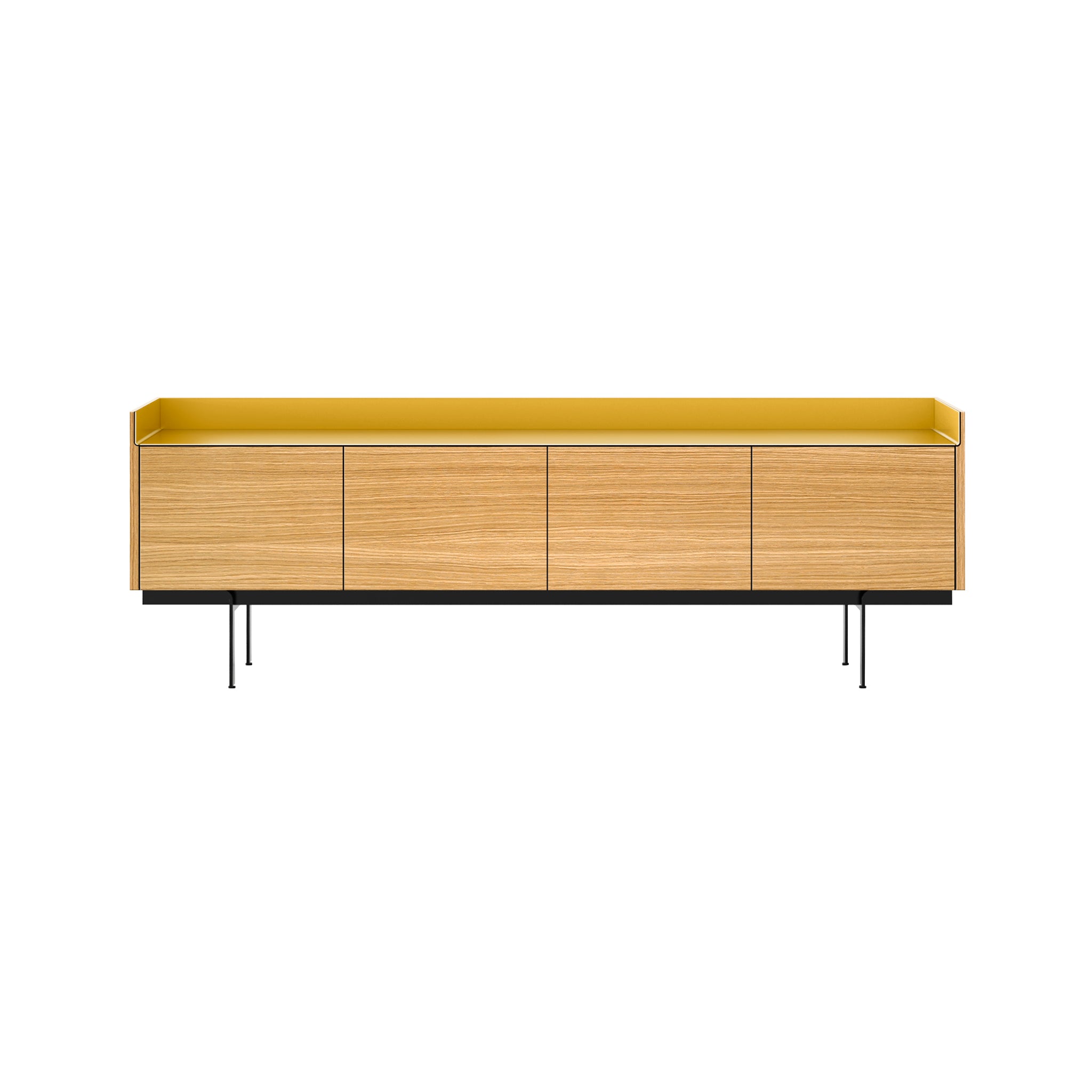 Stockholm STH401 Sideboard: Composition 3 + Super-Matt Oak + Anodized Aluminum Gold + Black