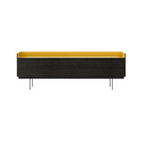 Stockholm STH402 Sideboard: Composition 3 + Dark Grey Stained Oak + Anodized Aluminum Gold + Black