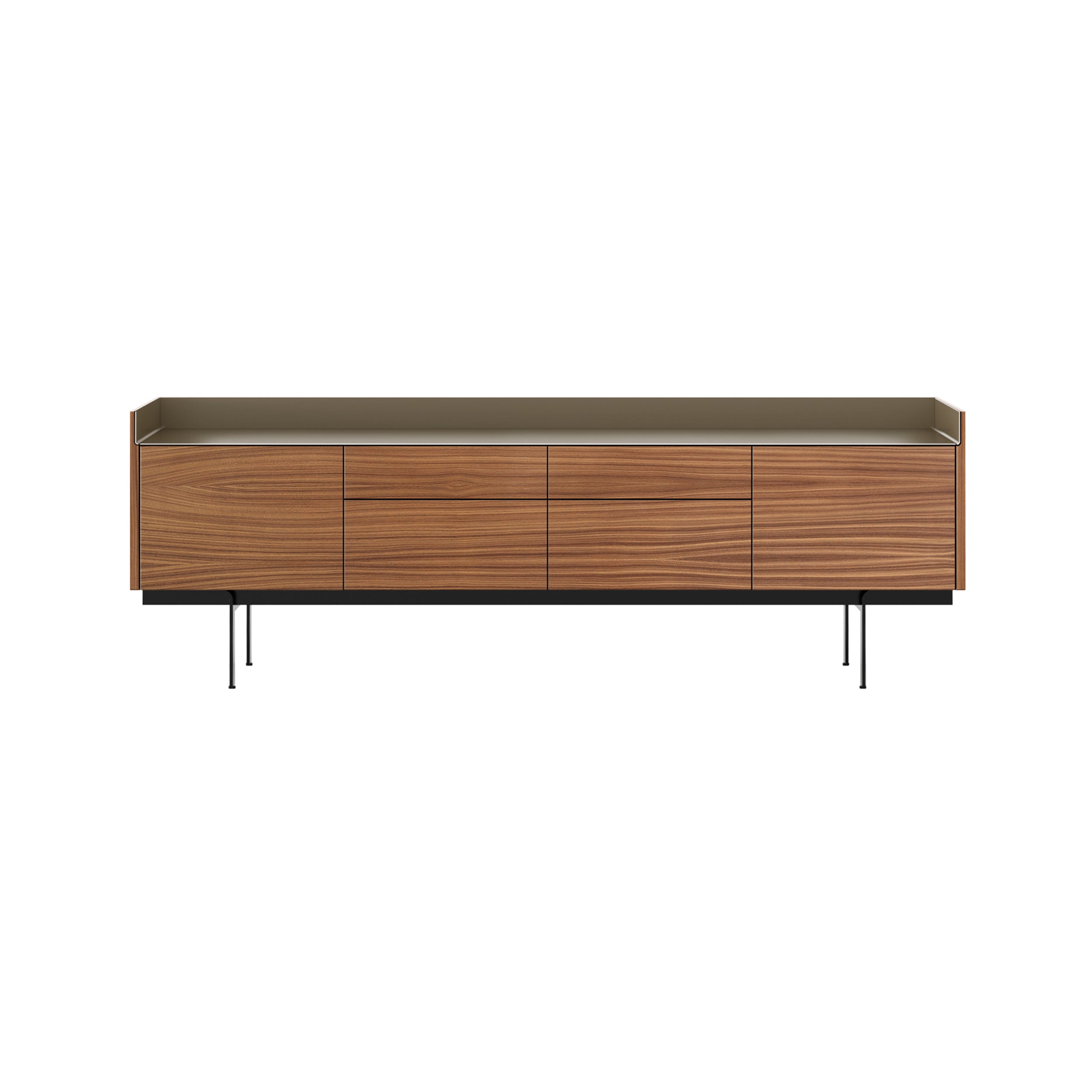 Stockholm STH402 Sideboard: Composition 3 + Super-Matt Walnut + Anodized Aluminum Bronze + Black