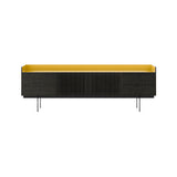 Stockholm STH403 Technic Sideboard: Composition 3 + Dark Grey Stained Oak + Anodized Aluminum Gold + Black