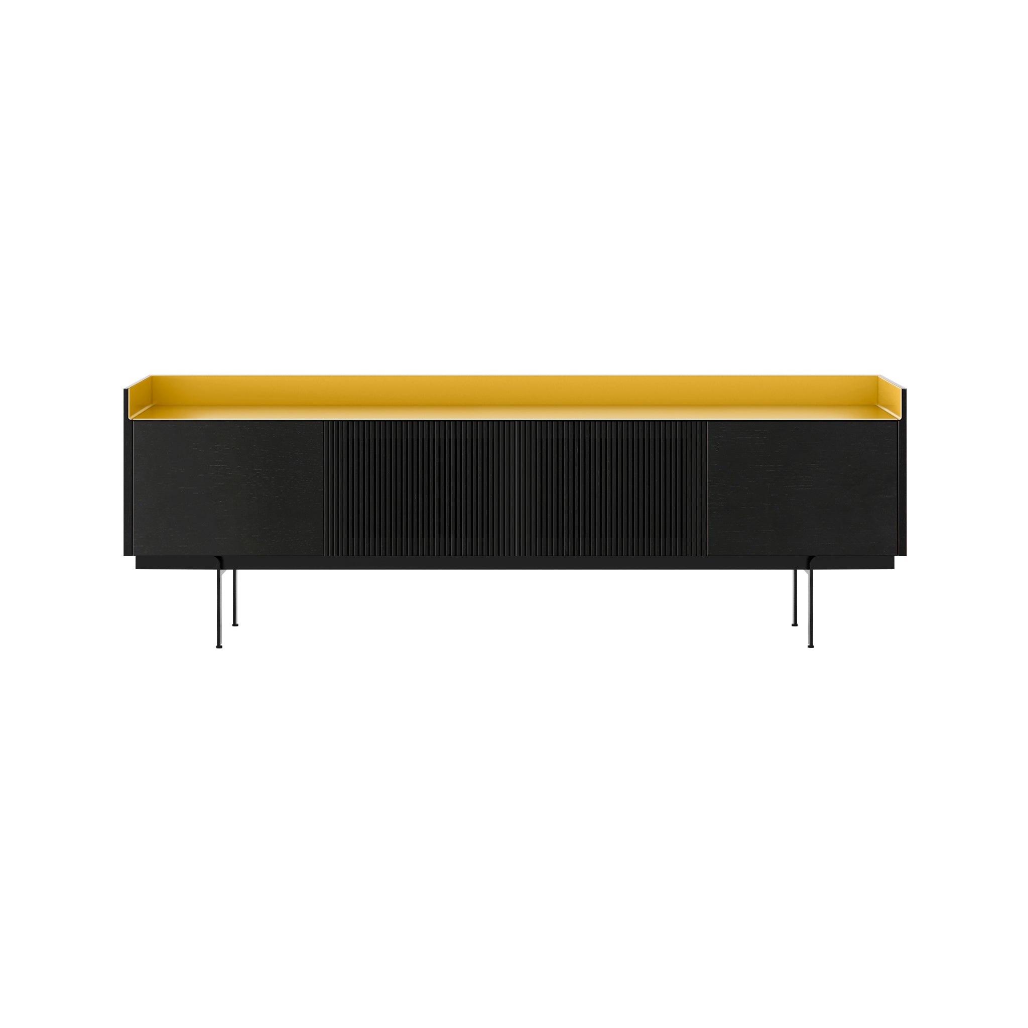 Stockholm STH403 Technic Sideboard: Composition 3 + Ebony Stained Oak + Anodized Aluminum Gold + Black