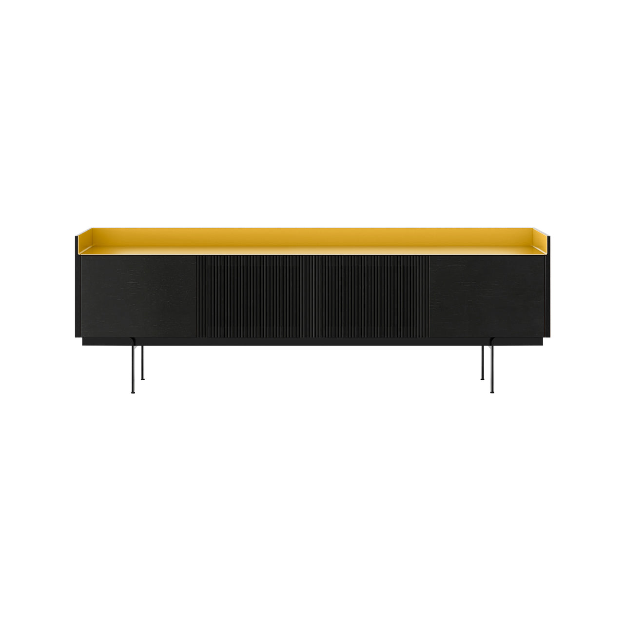 Stockholm STH403 Technic Sideboard: Composition 3 + Ebony Stained Oak + Anodized Aluminum Gold + Black
