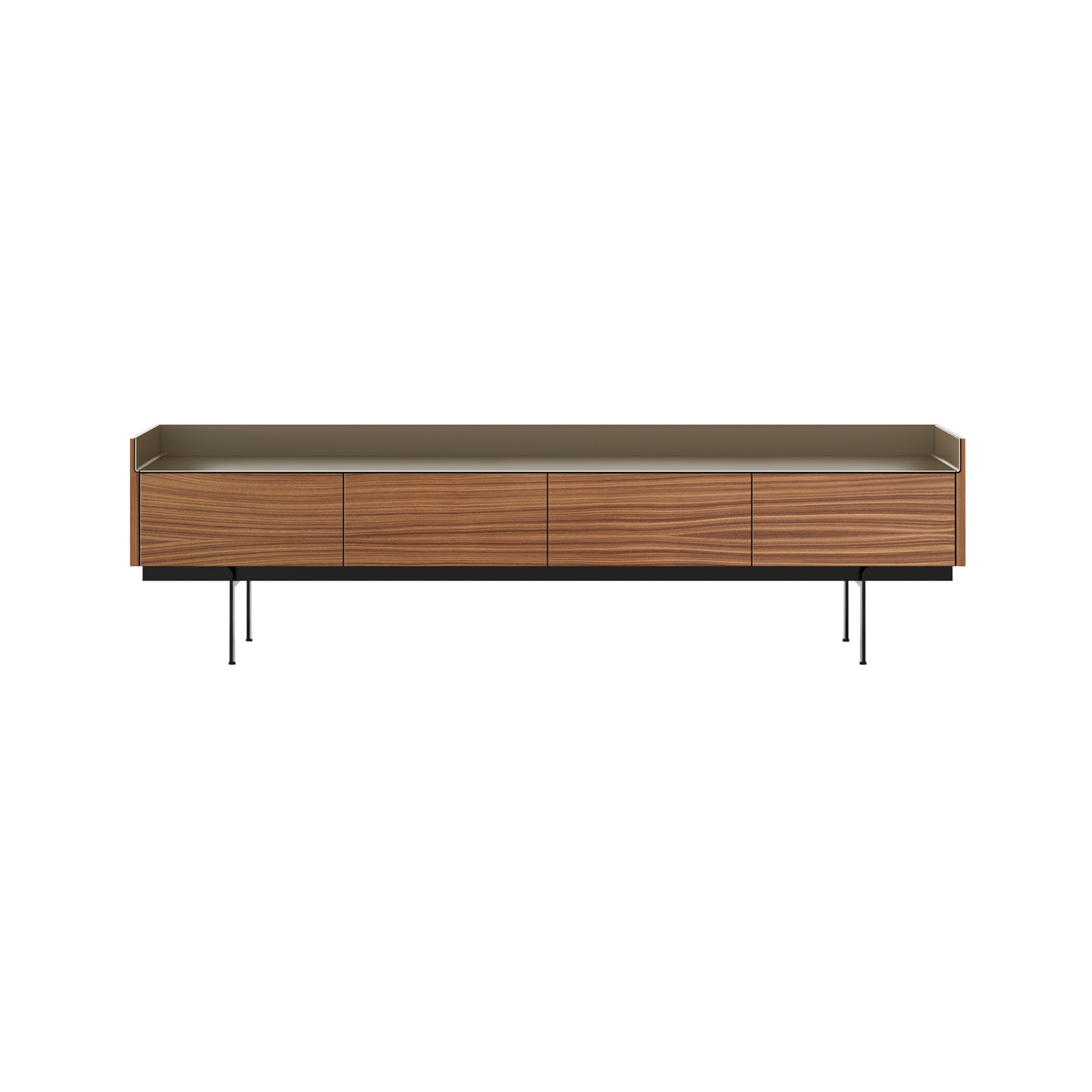 Stockholm STH451 Slim Sideboard: Composition 3 + Super-Matt Walnut + Anodized Aluminum Bronze + Black