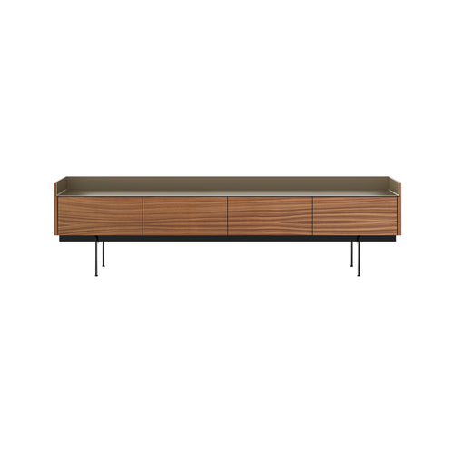 Stockholm STH451 Slim Sideboard: Composition 3 + Super-Matt Walnut + Anodized Aluminum Bronze + Black