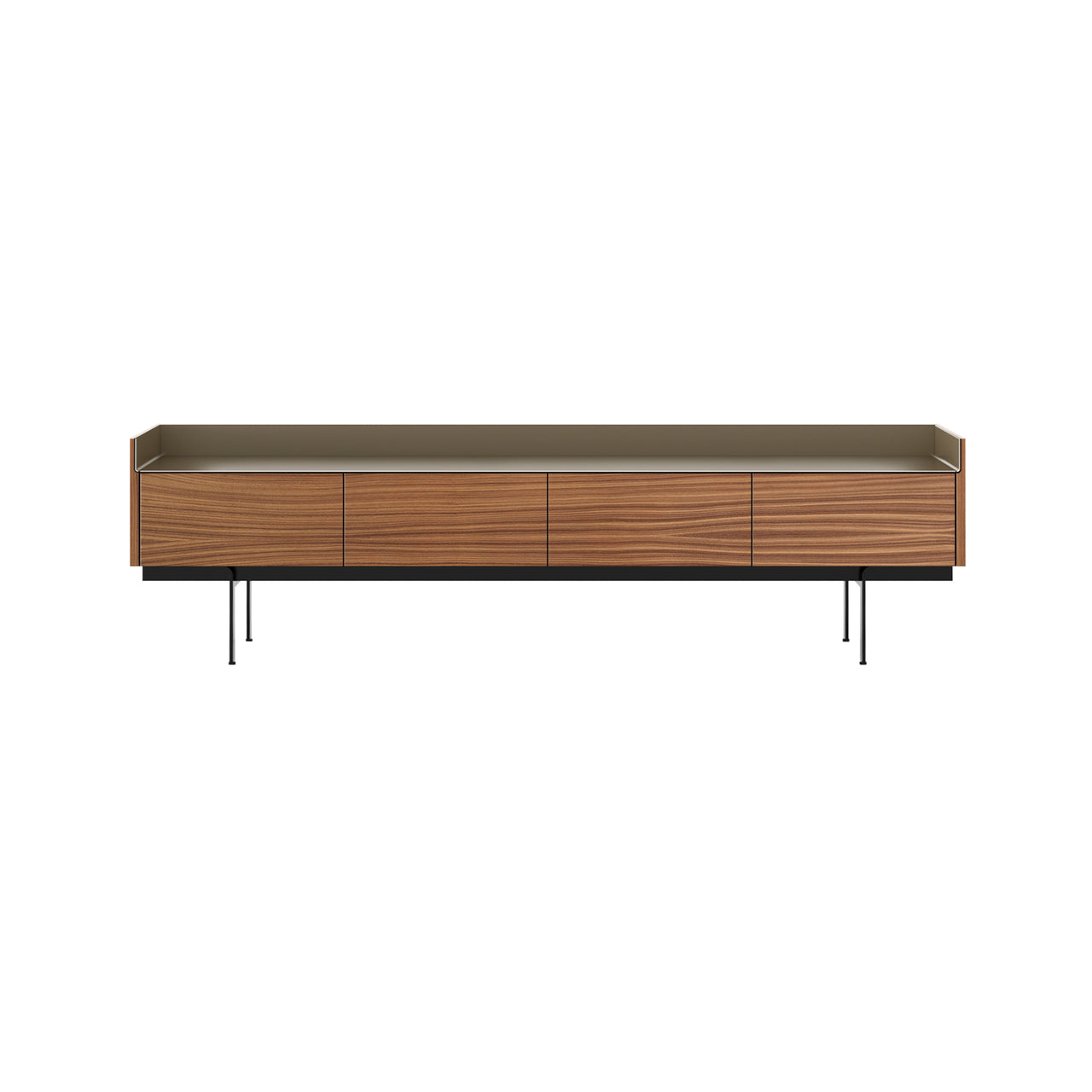 Stockholm STH451 Slim Sideboard: Composition 3 + Super-Matt Walnut + Anodized Aluminum Bronze + Black