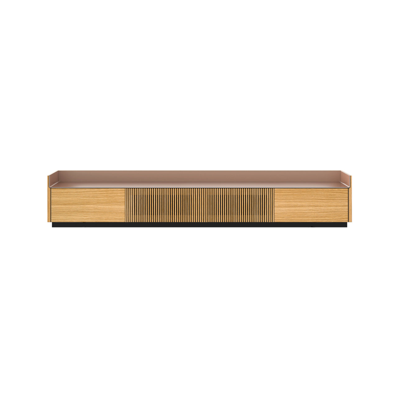 Stockholm STH453 Slim Sideboard: Composition 1 + Super-Matt Oak + Anodized Aluminum Pale Rose + Black