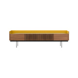 Stockholm STH453 Slim Sideboard: Composition 3 + Super-Matt Walnut + Anodized Aluminum Gold + Black