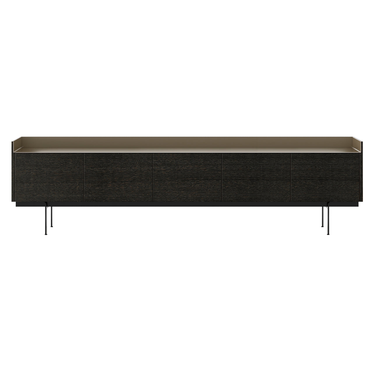 Stockholm STH503 Sideboard: Composition 3 + Dark Grey Stained Oak + Anodized Aluminum Bronze + Black