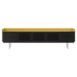 Stockholm STH504 Technic Sideboard: Composition 3 + Dark Grey Stained Oak + Anodized Aluminum Gold + Black
