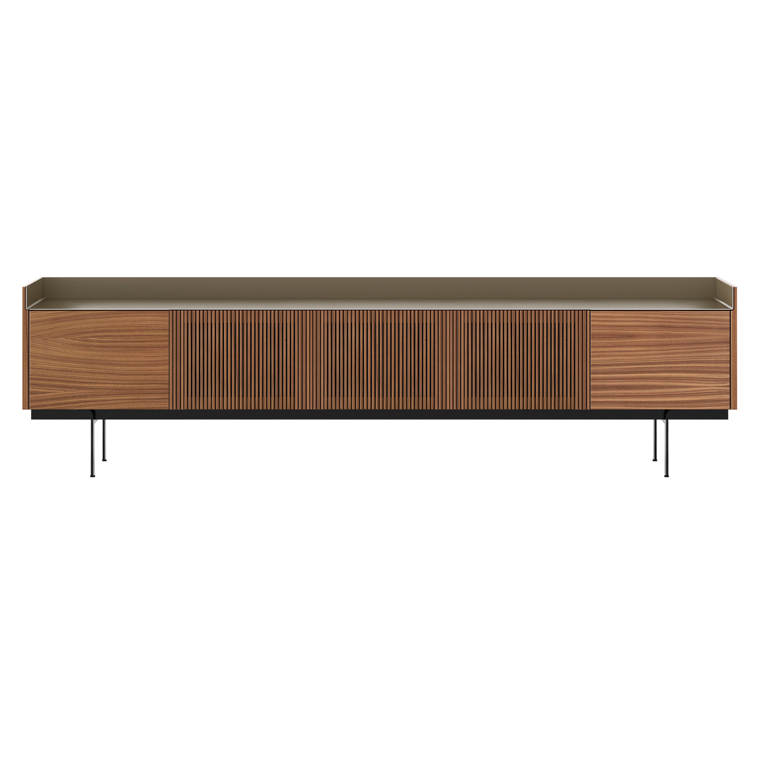 Stockholm STH504 Technic Sideboard: Composition 3 + Super-Matt Walnut + Anodized Aluminum Bronze + Black