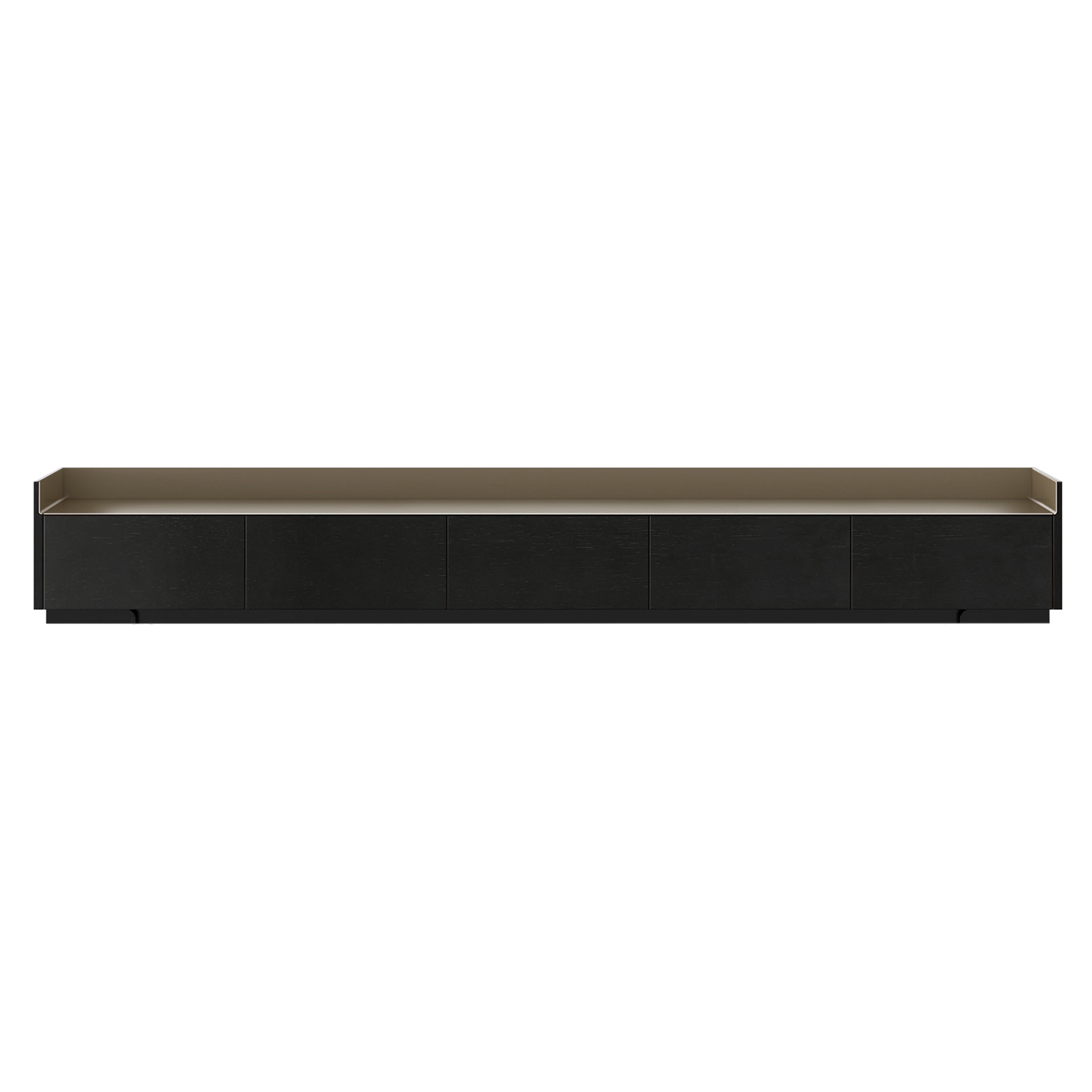 Stockholm STH553 Slim Sideboard: Composition 1 + Ebony Stained Oak + Anodized Aluminum Bronze + Black