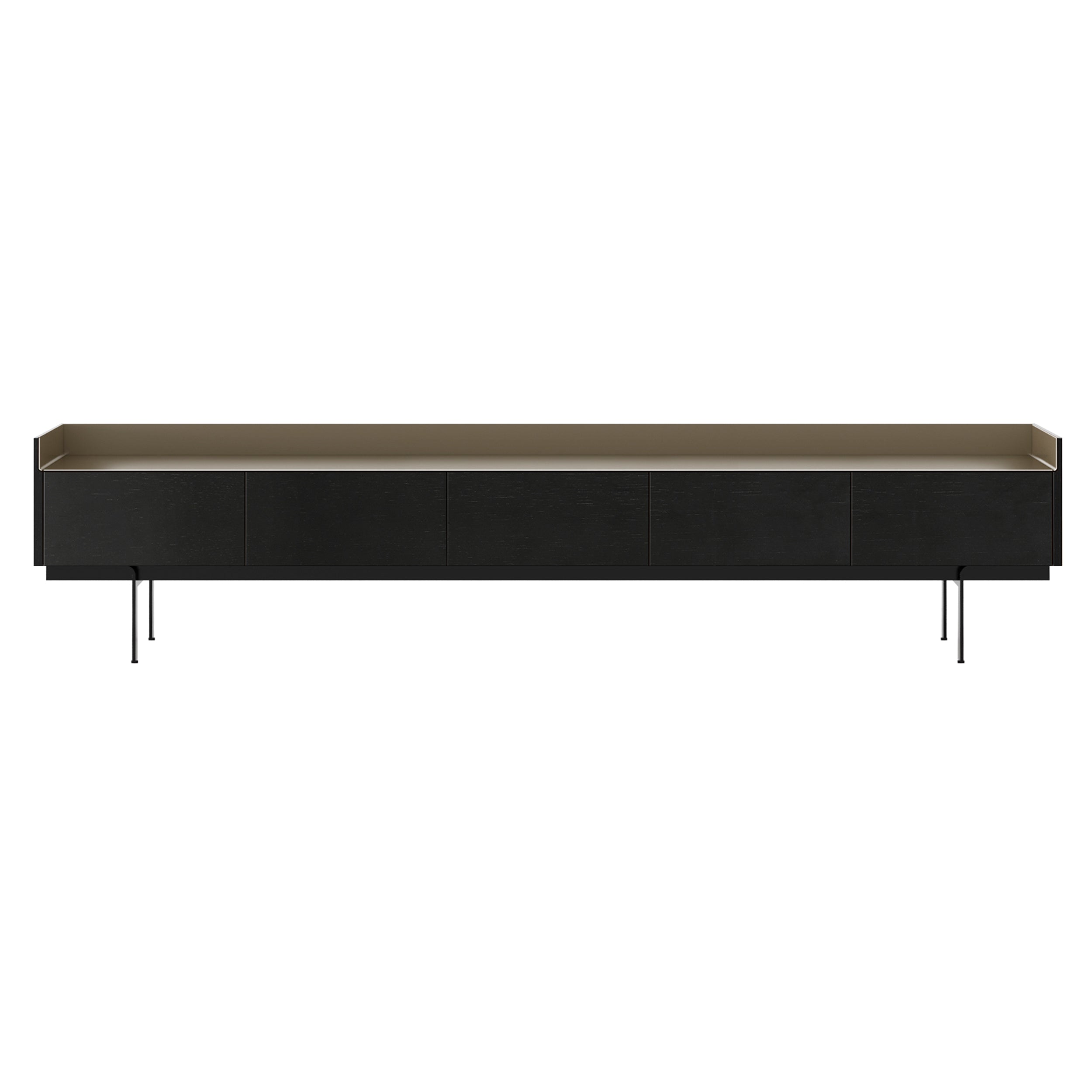 Stockholm STH553 Slim Sideboard: Composition 3 + Ebony Stained Oak + Anodized Aluminum Bronze + Black