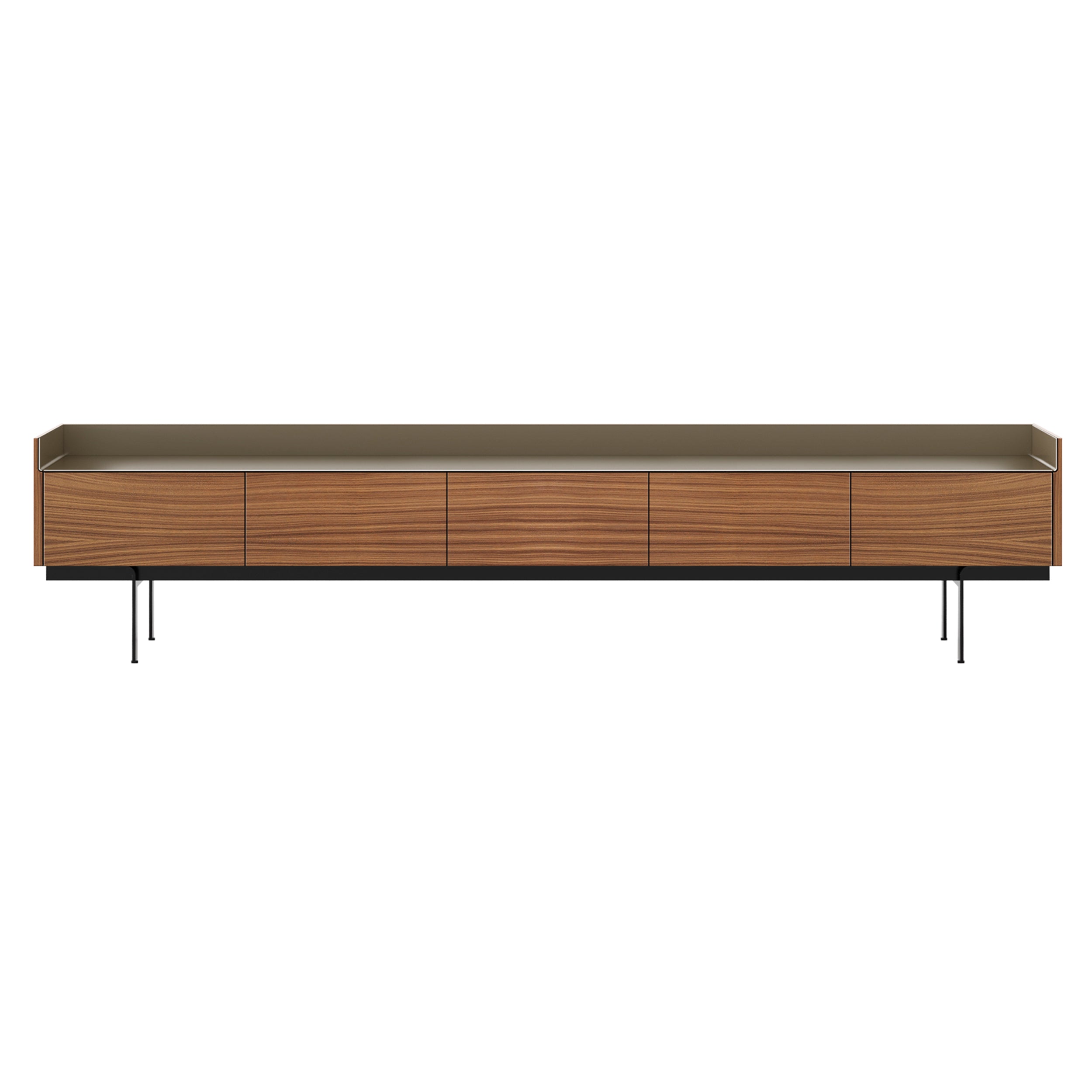 Stockholm STH553 Slim Sideboard: Composition 3 + Super-Matt Walnut + Anodized Aluminum Bronze + Black