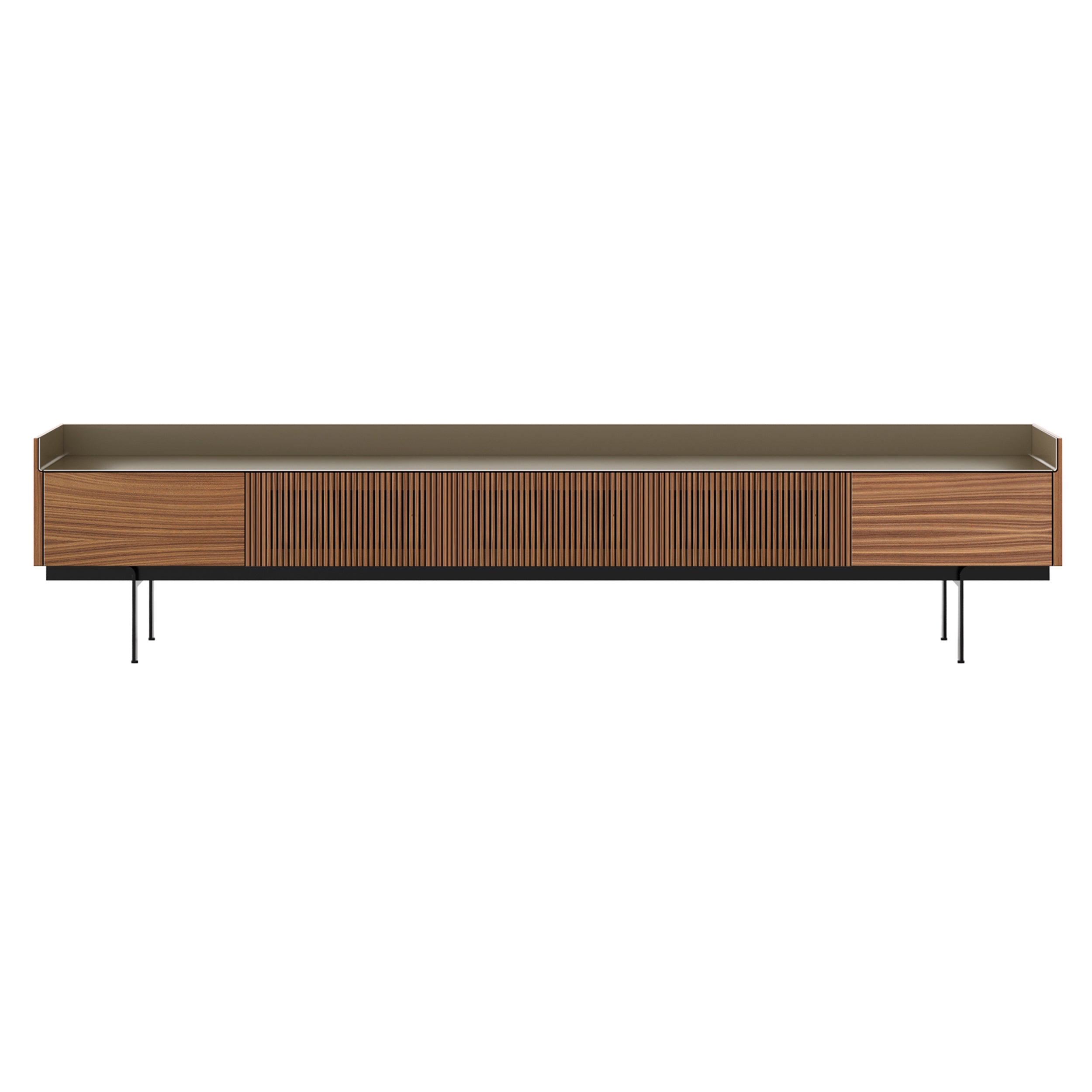 Stockholm STH556 Slim Sideboard: Composition 3 + Super-Matt Walnut + Anodized Aluminum Bronze + Black