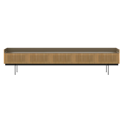 Stockholm STH557 Slim Sideboard: Composition 3 + Super-Matt Oak + Anodized Aluminum Bronze + Black