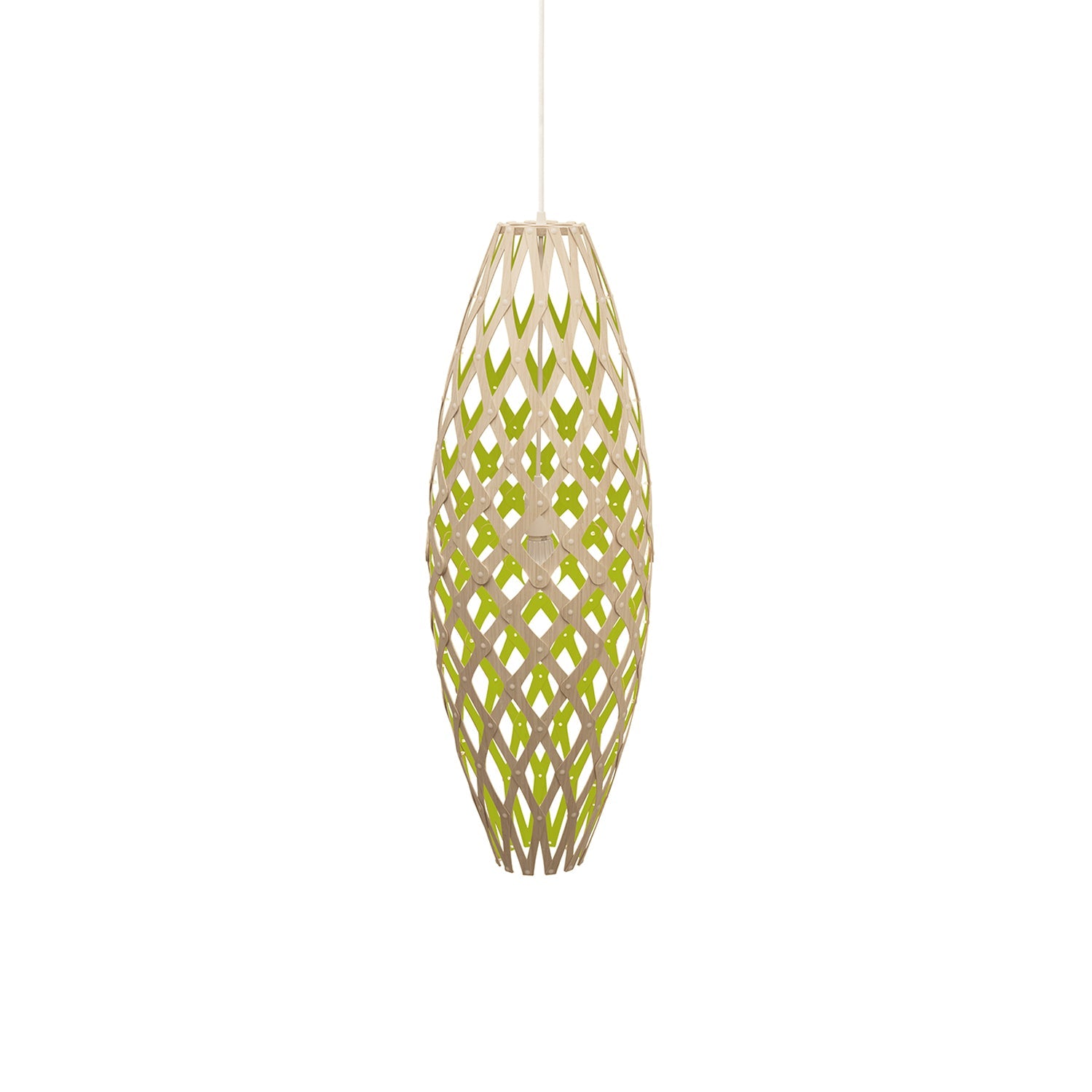 Hinaki Pendant Light: Medium + Bamboo + Lime + White