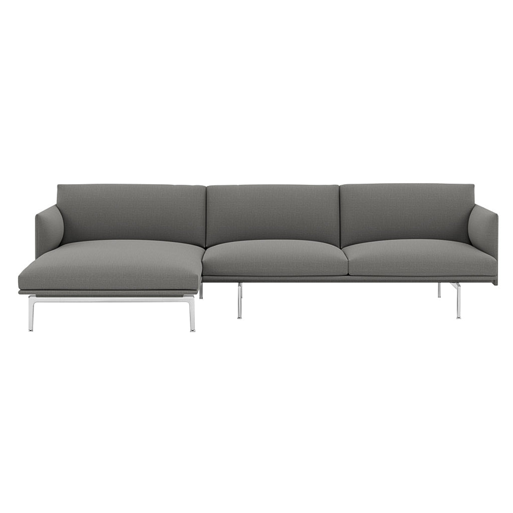 Outline Sofa Chaise Lounge: Left + Polished Aluminum