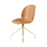 Beetle Meeting Chair: Swivel Base + Amber Brown + Brass Semi Matt + Felt Glides