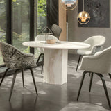 Epic Round Dining Table: Travertine