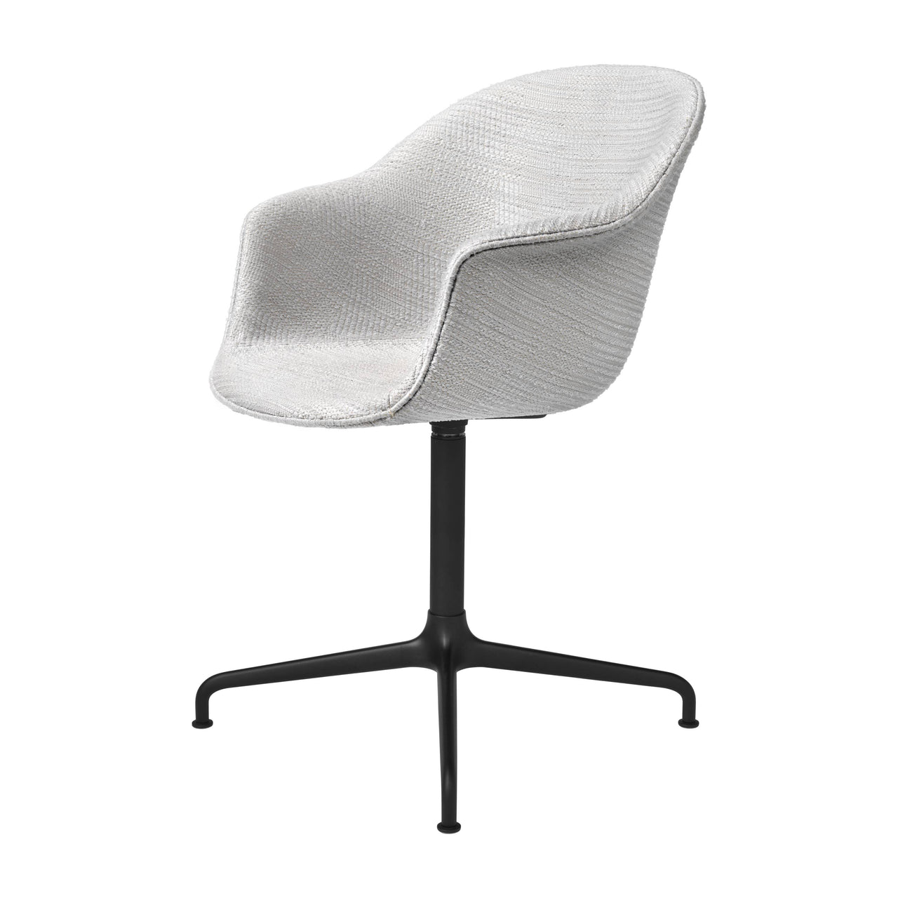 Bat Meeting Chair: 4-Star Base + Full Upholstery + Black Semi Matte