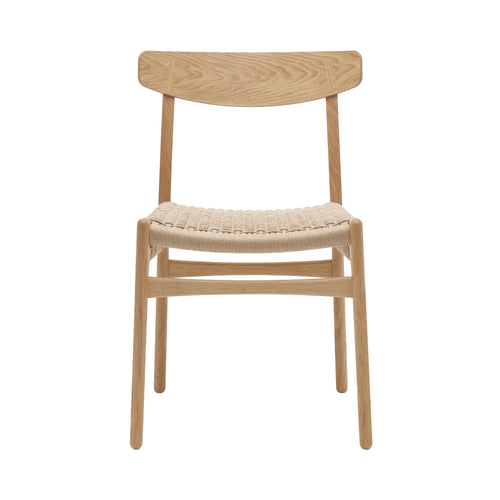 CH23 Dining Chair: Natural + Oiled Oak + Without Cushion