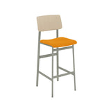 Loft Counter Stool: Upholstered + Dusty Green + Oak