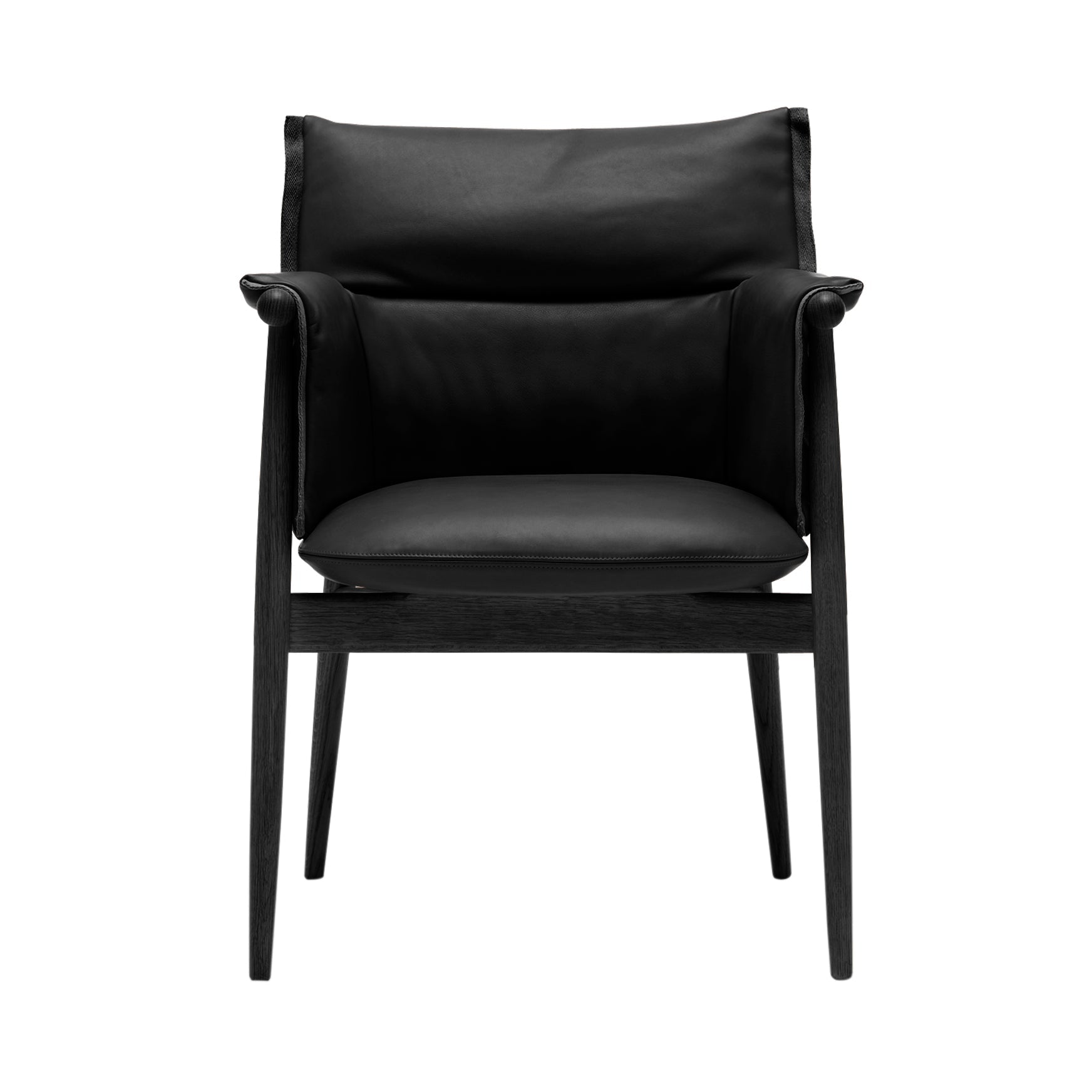 E005 Embrace Armchair: Black Edging Strip + Black Oak