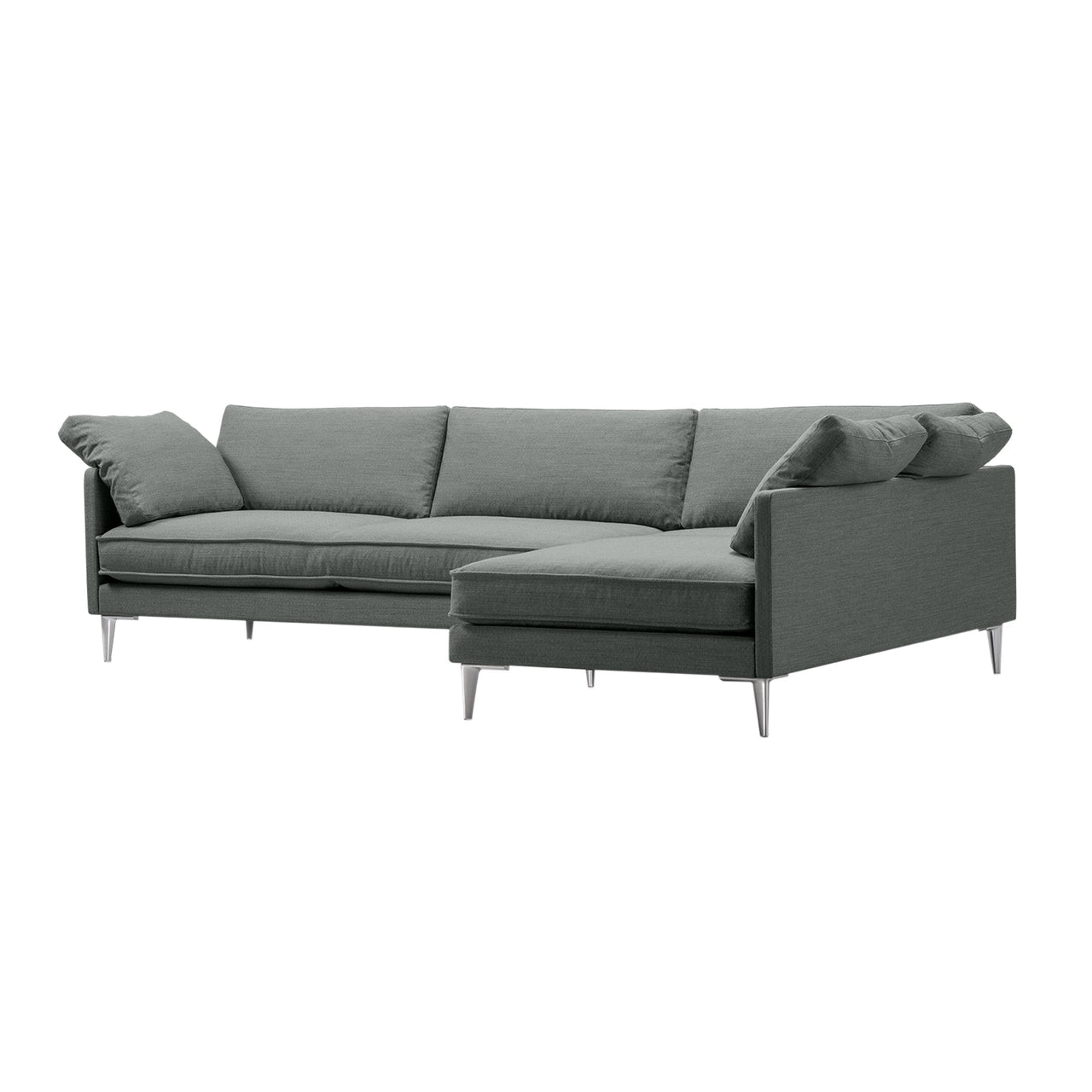 EJ295 Chaise Sofa: Small + Chrome + Right (With Cushion)