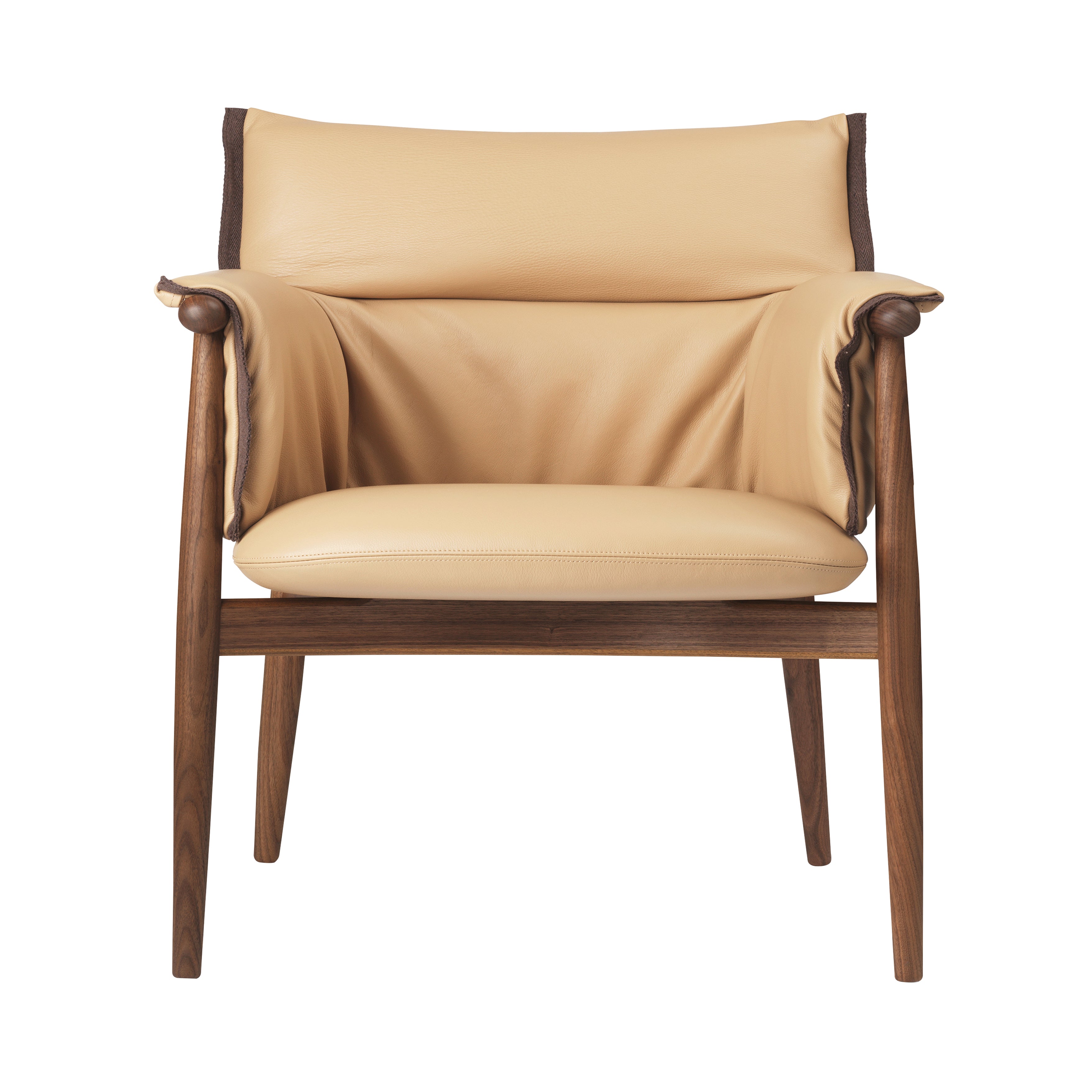 E015 Embrace Lounge Chair: Brown Edging Strip + Oiled Walnut