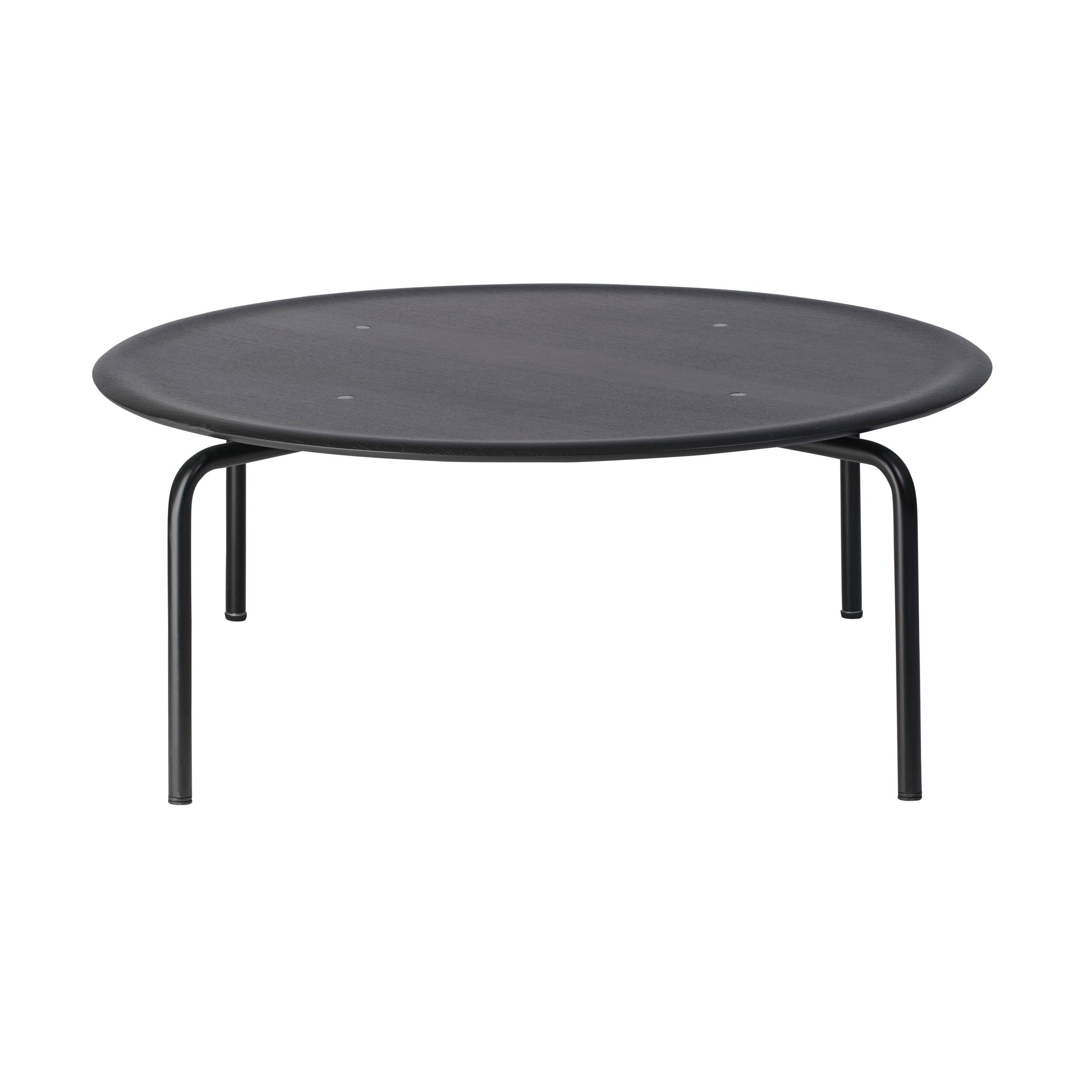 Kevi 2001 Coffee Table: Round + Powder Coated Black + Veneer Lazure - Black