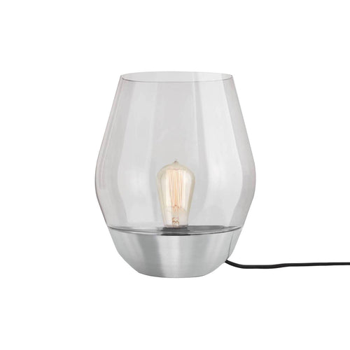 Bowl Table Lamp: Stainless Steel + Light Smoked Glass