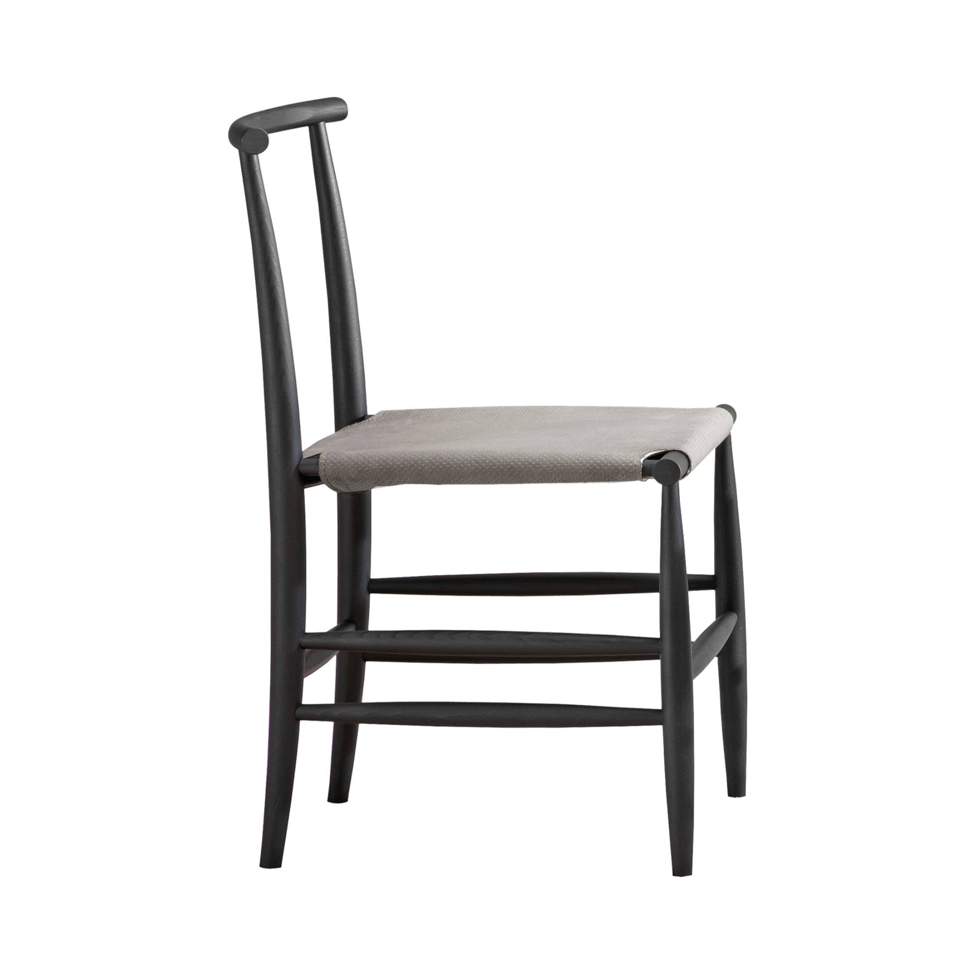 Pelleossa Chair: Black Oak + White Leather