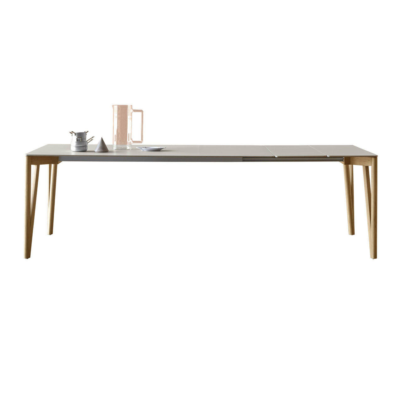 Decapo Extendable Dining Table: Medium + London Grey Fenix + Oak Edge + Flamed Oak