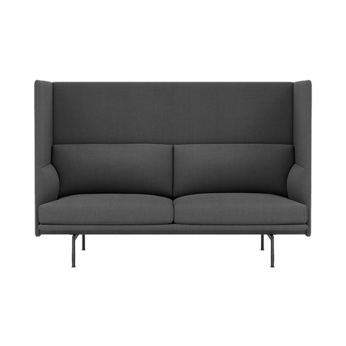 Outline Highback 2-Seater Sofa: Black + Remix 163