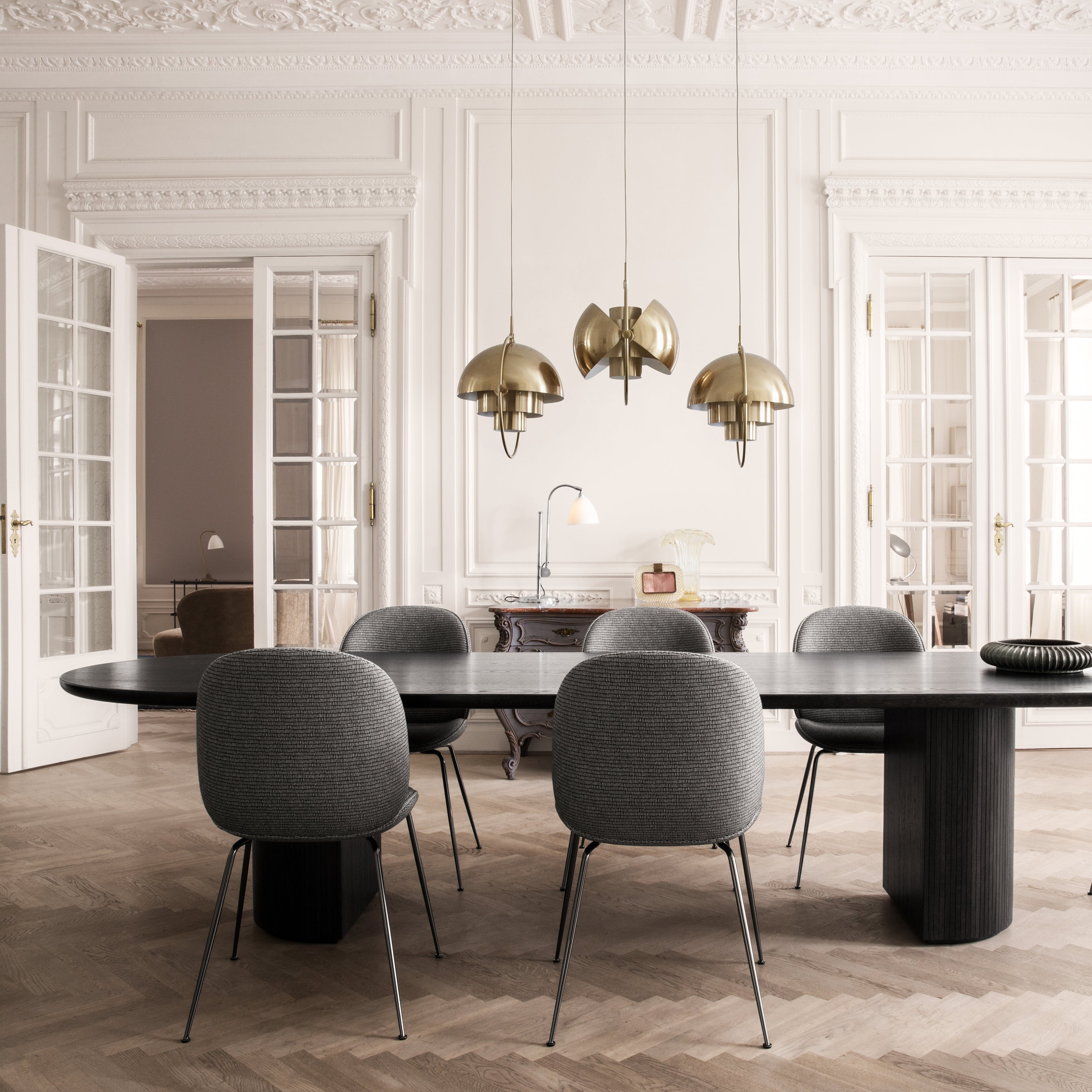 Beetle Dining Chair: Conic Base + Full Upholstery
