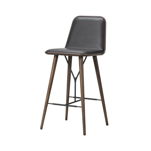 Spine Bar + Counter Stool with Back: Bar + Smoked Stained Lacquered Oak