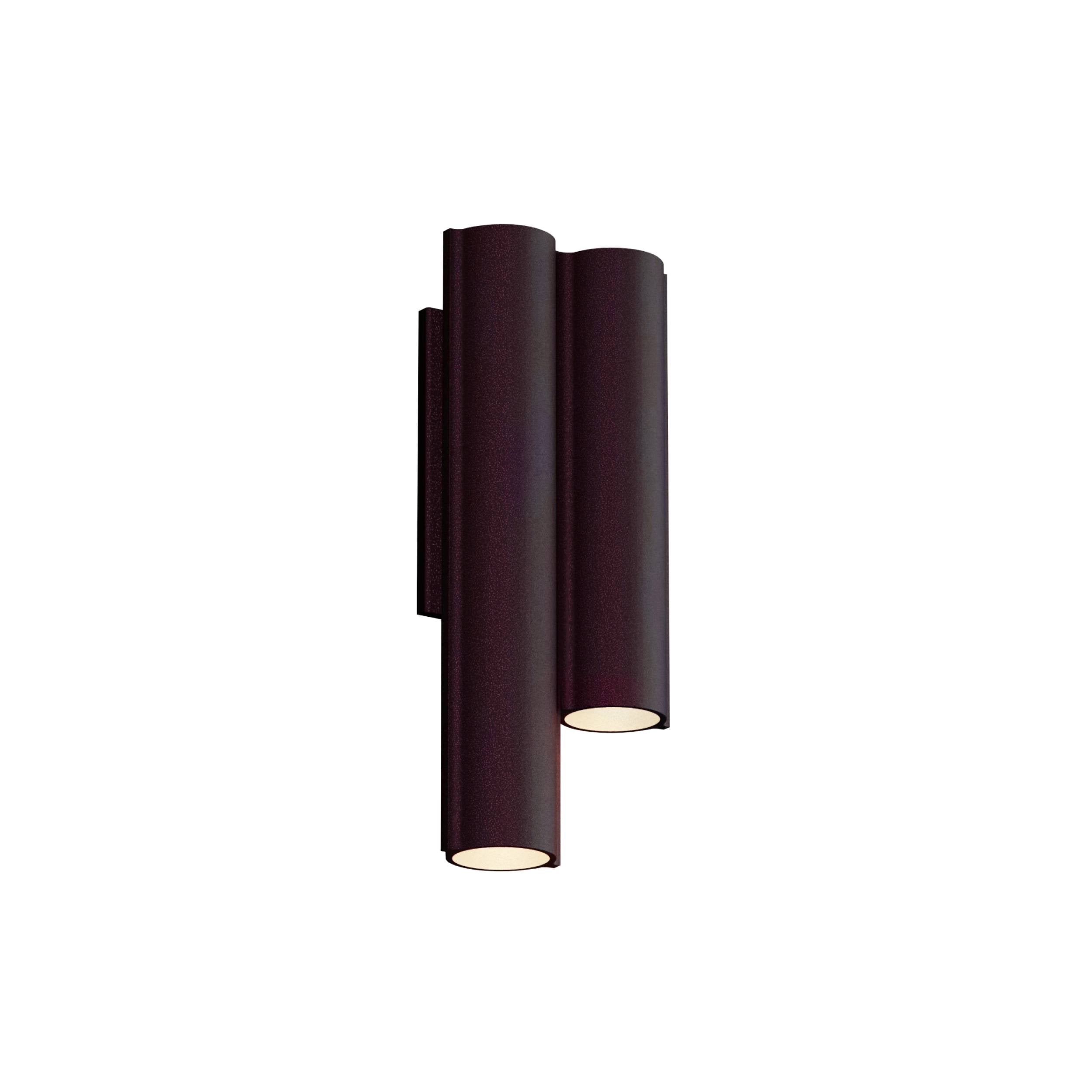 Silo 2WC Wall Light: Downlight with Uplight + Textured Aubergine