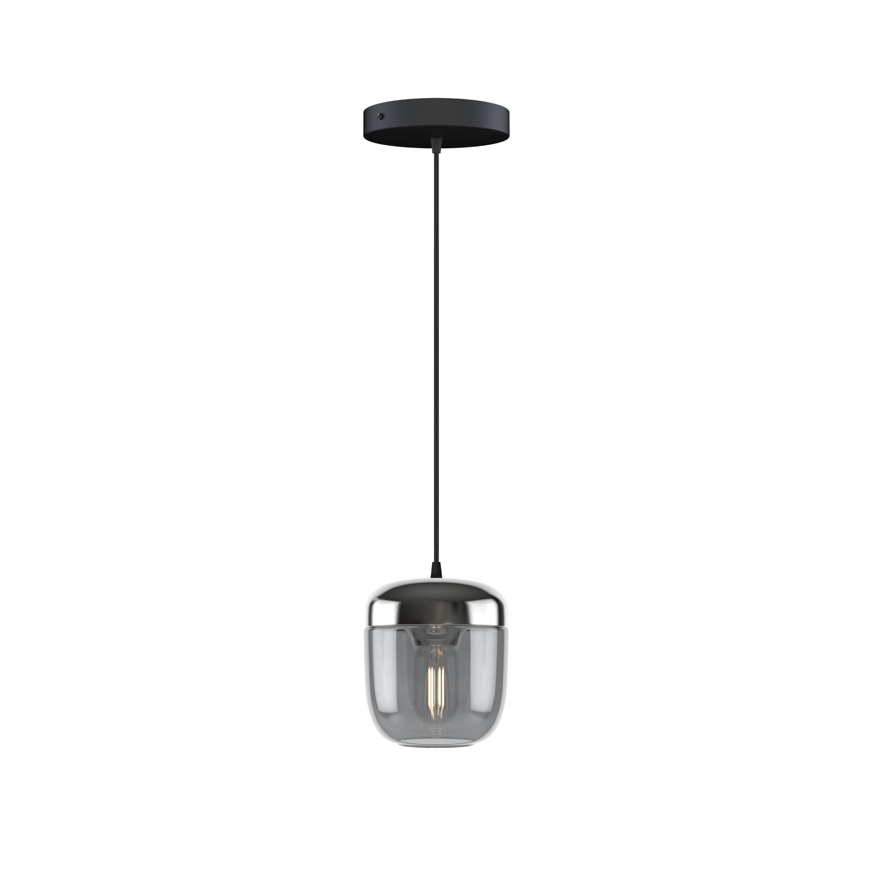 Acorn Pendant: Smoked Steel + Black (Canopy)
