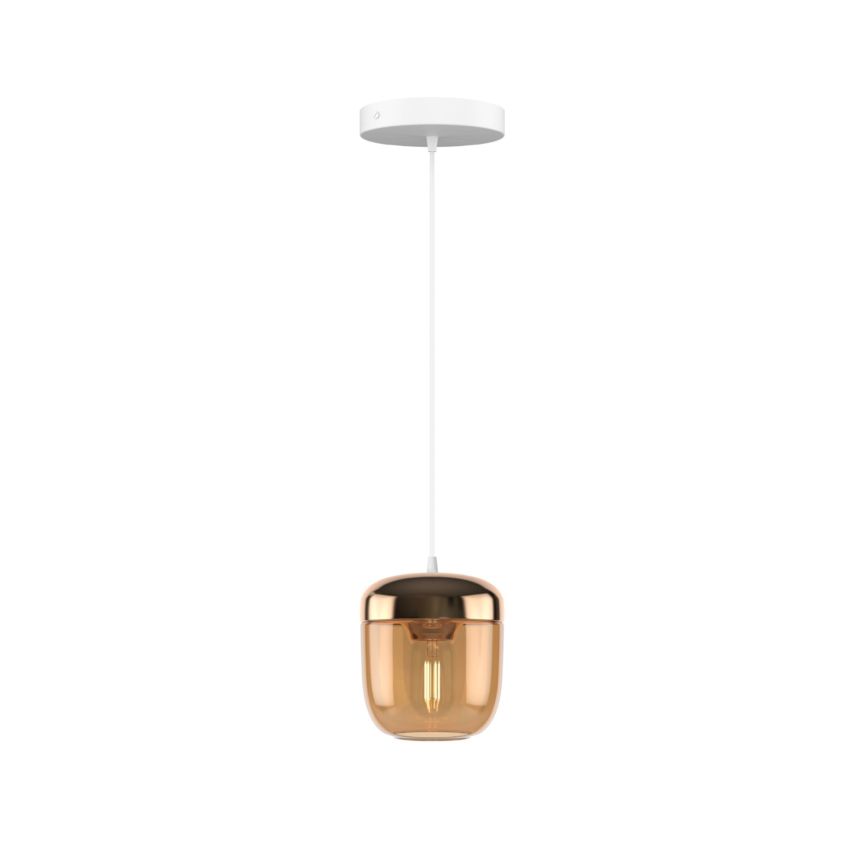 Acorn Pendant: Amber Brass + White (Canopy)