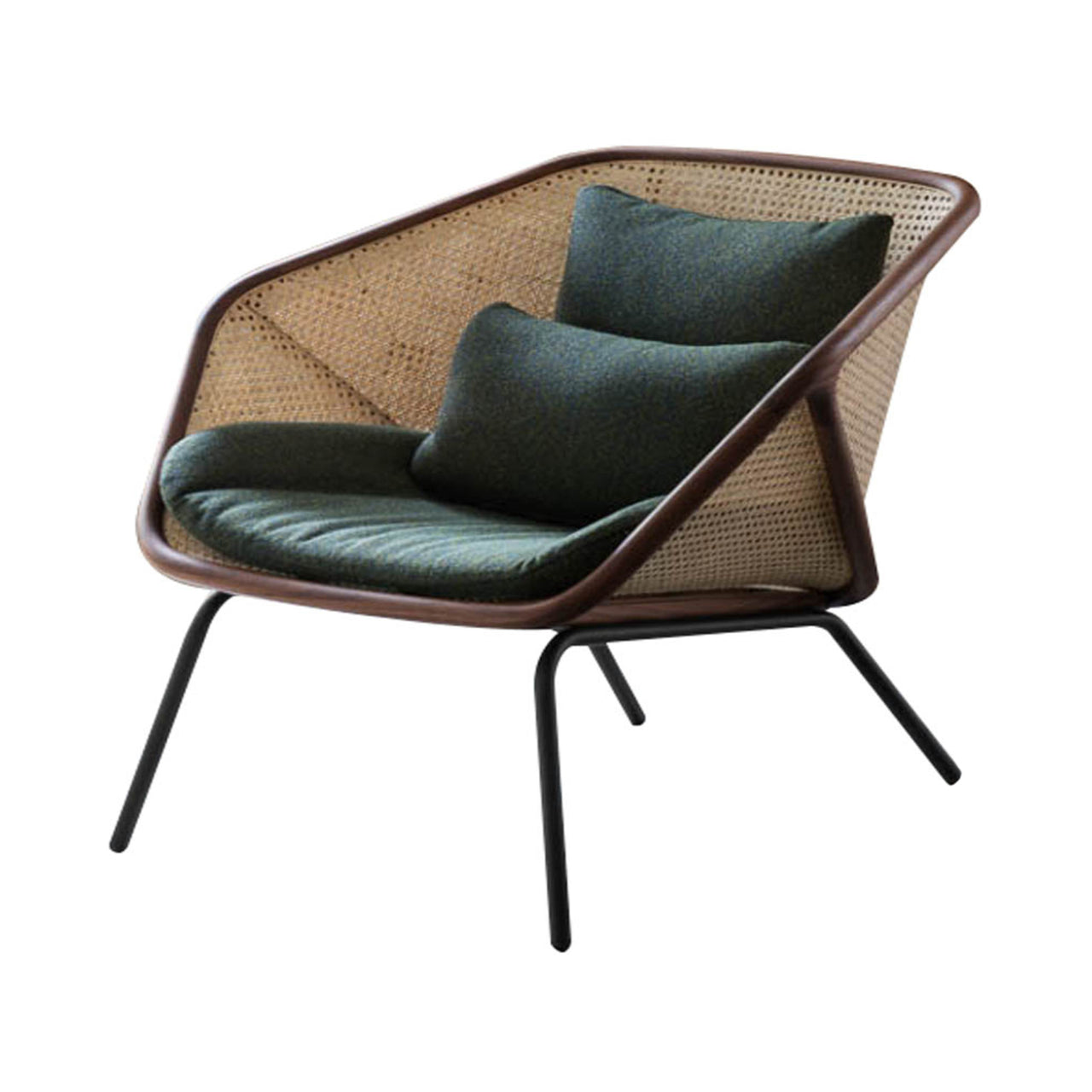 Colony Armchair: Seat + Back Cushion + Canaletto Walnut + Vienna Straw