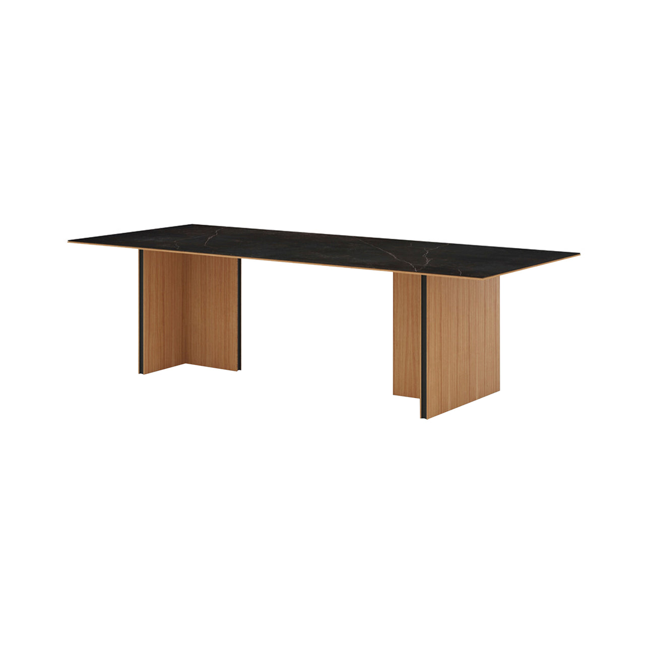 Stockholm Ceramic Table: Medium + Dekton Keyla + Super-Matt Oak + Black