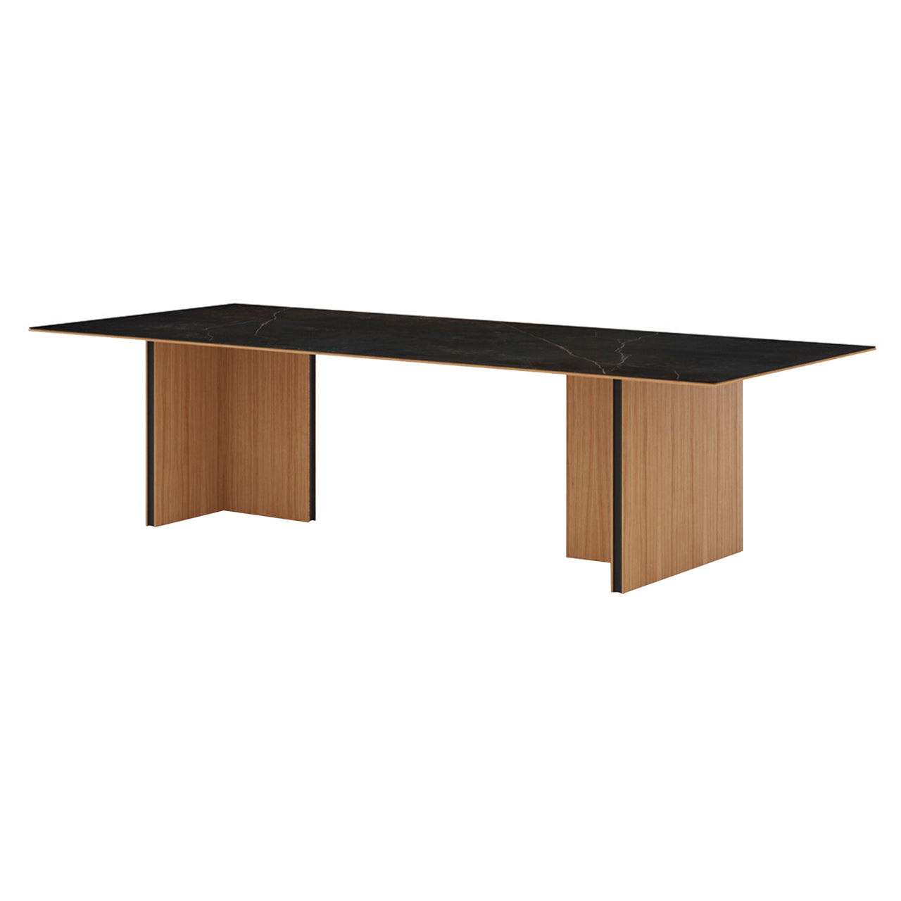 Stockholm Ceramic Table: Large + Dekton Keyla + Super-Matt Oak + Black