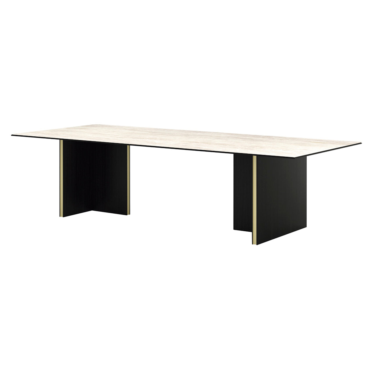 Stockholm Ceramic Table: Large + Dekton Arga +  Ebony Stained Oak + Gold