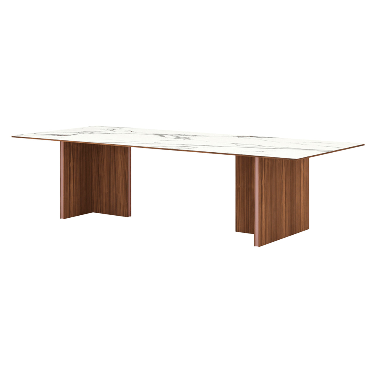 Stockholm Ceramic Table: Large + Dekton Natura + Walnut Stained Walnut + Pale Rose