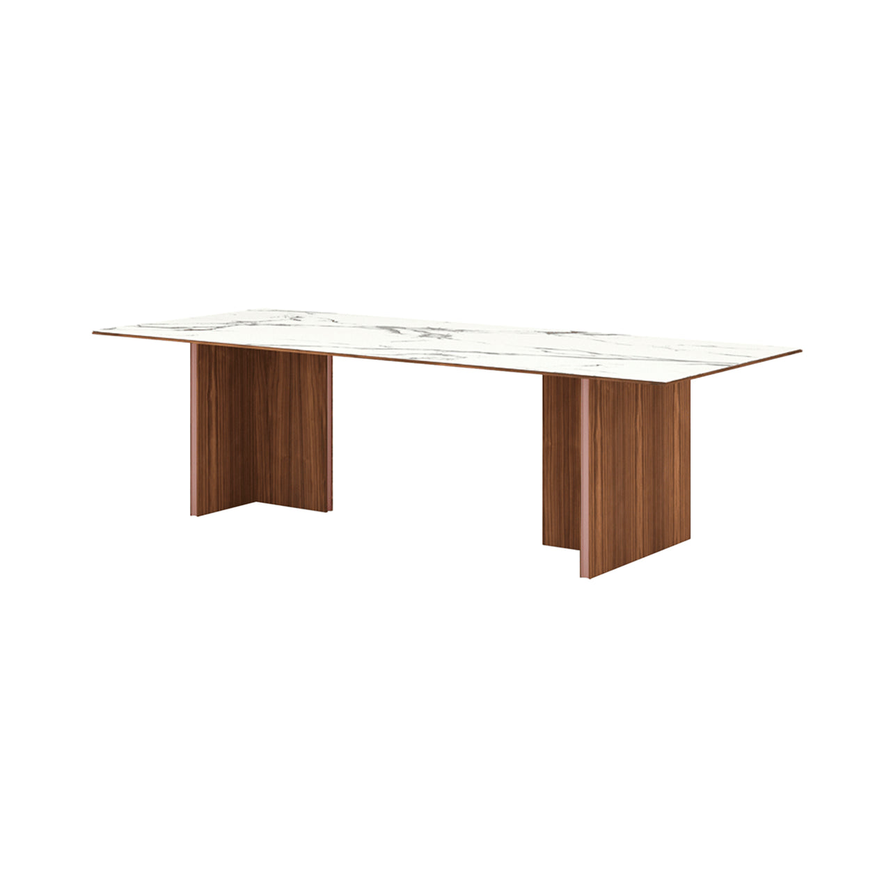 Stockholm Ceramic Table: Medium + Dekton Natura + Walnut Stained Walnut + Pale Rose