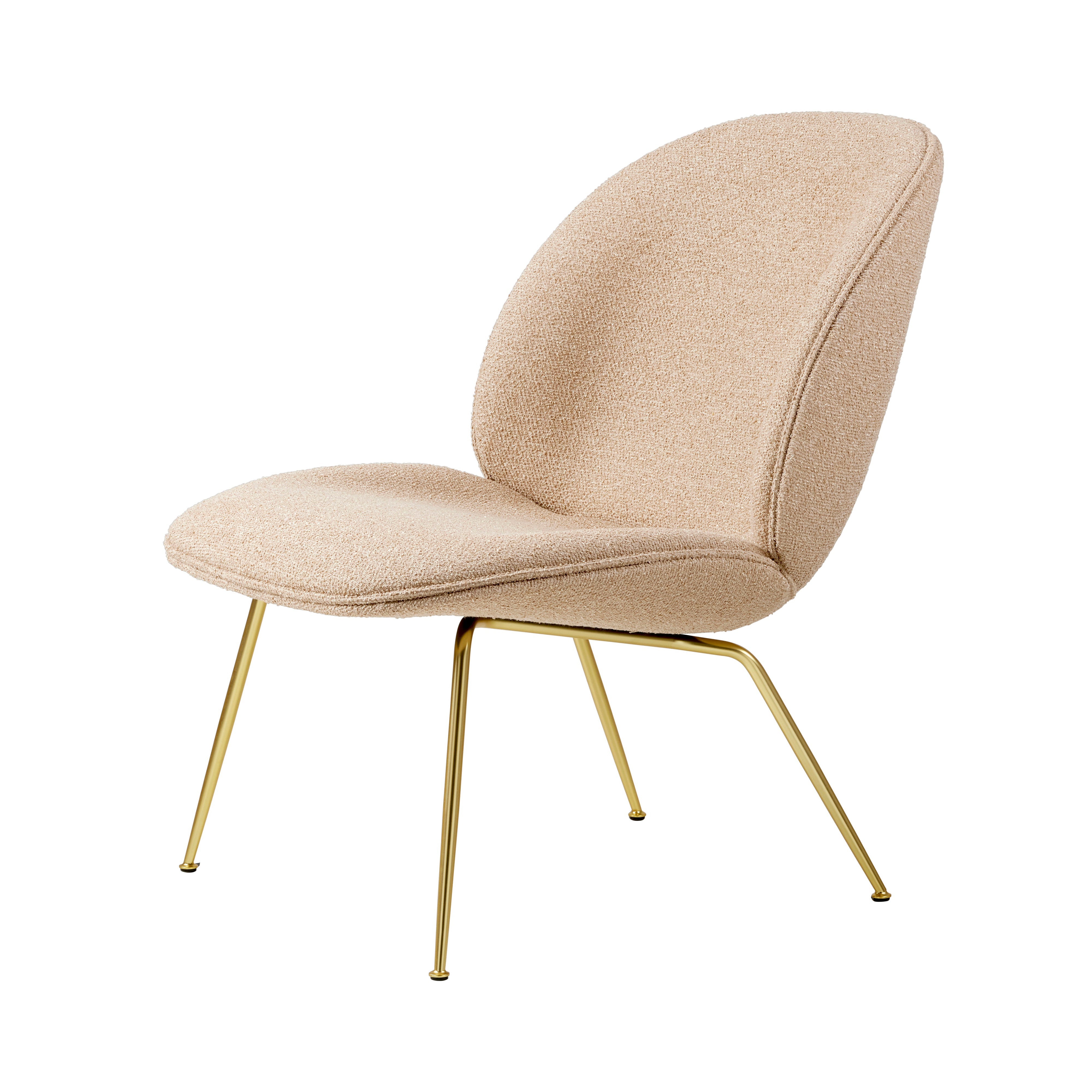 Beetle Lounge Chair: Conic Base + Full Upholstery + Brass Semi Matt