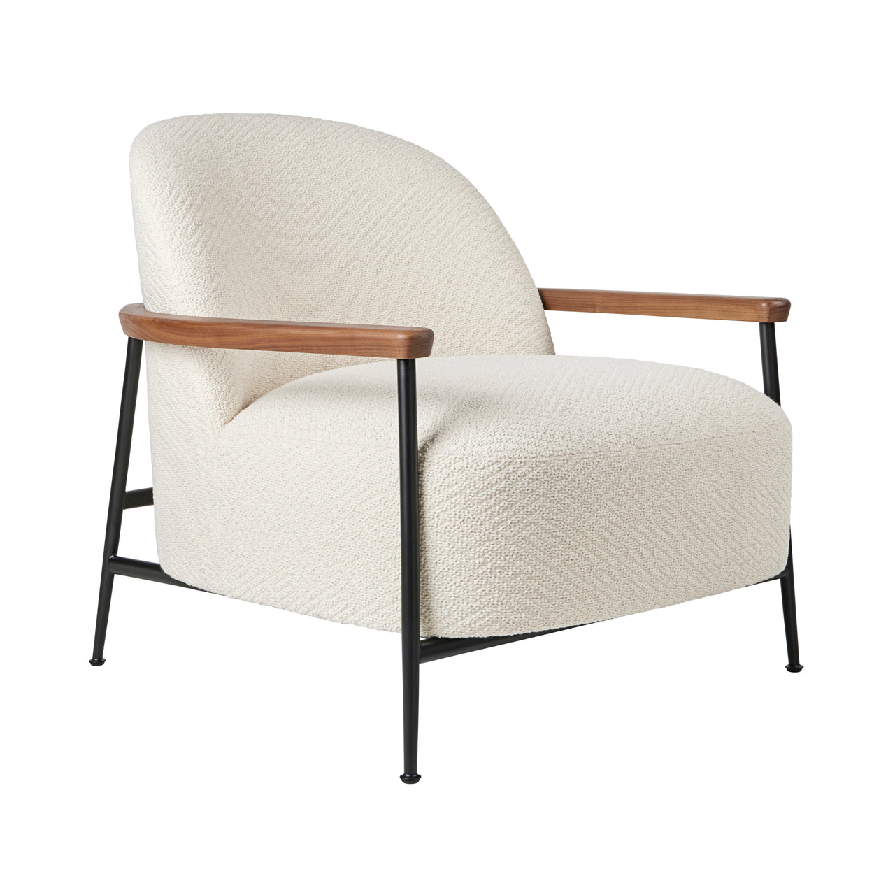 Sejour Lounge Chair with Armrests: Black Matt + Oiled American Walnut