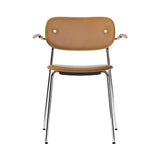 Co Chair with Armrests: Fully Upholstered + Chrome + Natural Oak 