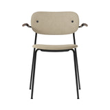 Co Chair with Armrests: Fully Upholstered + Black + Dark Stained Oak + Boucle 02