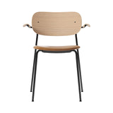 Co Chair with Armrests: Seat Upholstered + Natural Oak + Black 